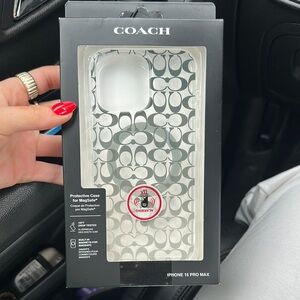 Coach Gray Protective Case for iPhone 15 Pro Max